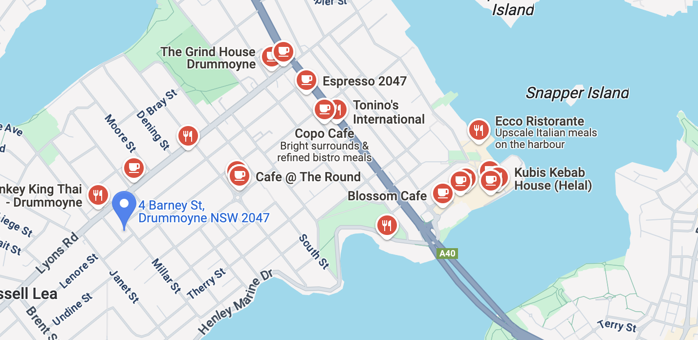 Shopping and Retail Cafe Restaurant Access Map