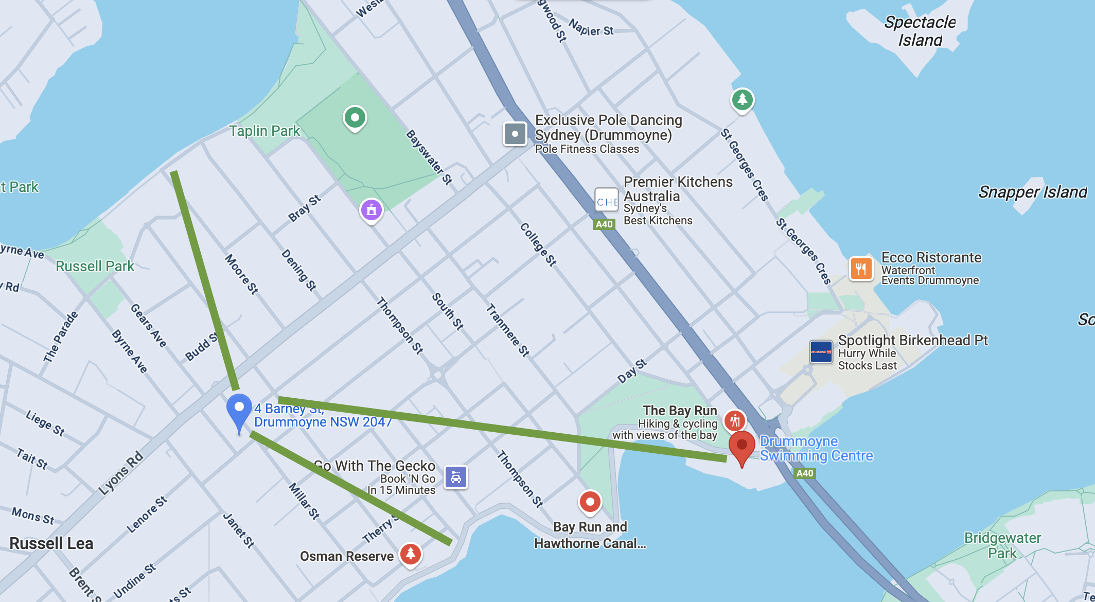 Water and Beach Access Map